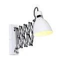 Steinhauer Wandleuchte SPRING mit Scheren-Armatur, E27, mit Euro-Steckerkabel + Schalter + Drehdimmer, verstellbar, weiß matt