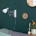 Steinhauer Wandleuchte SPRING mit Scheren-Armatur, E27, mit Euro-Steckerkabel + Schalter + Drehdimmer, verstellbar, weiß matt