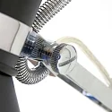 Steinhauer Wandleuchte SPRING mit Scheren-Armatur, E27, mit Euro-Steckerkabel + Schalter + Drehdimmer, verstellbar, schwarz matt