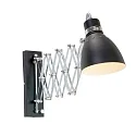 Steinhauer Wandleuchte SPRING mit Scheren-Armatur, E27, mit Euro-Steckerkabel + Schalter + Drehdimmer, verstellbar, schwarz matt