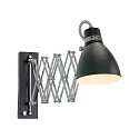 Steinhauer Wandleuchte SPRING mit Scheren-Armatur, E27, mit Euro-Steckerkabel + Schalter + Drehdimmer, verstellbar, schwarz matt