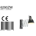 Steinhauer Wandleuchte SPRING mit Scheren-Armatur, E27, mit Euro-Steckerkabel + Schalter + Drehdimmer, verstellbar, schwarz matt