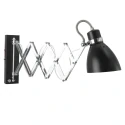 Steinhauer Wandleuchte SPRING mit Scheren-Armatur, E27, mit Euro-Steckerkabel + Schalter + Drehdimmer, verstellbar, schwarz matt