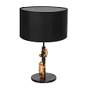anne light & home Tischleuchte ANIMAUX - OURSES, E27, mit Bären-Deko + Schnurschalter, mattschwarz / gold, mit Schirm, Leinen schwarz
