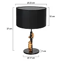 anne light & home Tischleuchte ANIMAUX - OURSES, E27, mit Bären-Deko + Schnurschalter, mattschwarz / gold, mit Schirm, Leinen schwarz