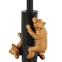 anne light & home Tischleuchte ANIMAUX - OURSES, E27, mit Bären-Deko + Schnurschalter, mattschwarz / gold, mit Schirm, Leinen schwarz