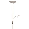 Mexlite LED Deckenfluter BIRON, Leseleuchte mit Flexarm, 23+6W 2700K 2000+650lm, Drehdimmer, stahl gebürstet / Abdeckung matt