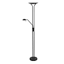 LED Deckenfluter BIRON, Leseleuchte mit Flexarm, 23+6W 2700K 2000+650lm, Drehdimmer, schwarz matt / Abdeckung matt