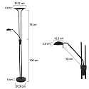 LED Deckenfluter BIRON, Leseleuchte mit Flexarm, 23+6W 2700K 2000+650lm, Drehdimmer