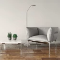 Mexlite LED Stehleuchte BIRON, mit Flex-Arm, 8W 27000K 650lm, mit Push-Dimmer, stahl gebürstet / Abdeckung matt