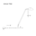 Mexlite LED Tischleuchte BIRON, mit Flex-Arm, 8W 27000K 650lm, mit Dreh-Dimmer, stahl gebürstet / Abdeckung matt