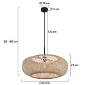 Steinhauer Pendelleuchte SPARKLED LIGHT - IKARO, Ø 60cm, E27,  mit Korbschirm, buche natur