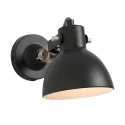Mexlite Wandleuchte CERA, E14, mit Schnurschalter + Euro-Stecker, neigbar, schwarz matt / innen weiß / Stahl-Details
