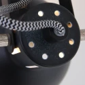 Mexlite Wandleuchte CERA, E14, mit Schnurschalter + Euro-Stecker, neigbar, schwarz matt / innen weiß / Stahl-Details