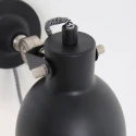 Mexlite Wandleuchte CERA, E14, mit Schnurschalter + Euro-Stecker, neigbar, schwarz matt / innen weiß / Stahl-Details