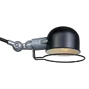 Wandleuchte DAVIN, E14, mit Gelenkarm + Euro-Stecker + Schalter an Wandplatte, lang, schwarz matt / innen weiß