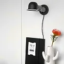Mexlite Wandleuchte DAVIN, E14, mit Euro-Stecker + Schalter am Wandanschluss, dreh- und neigbar, schwarz matt / innen weiß