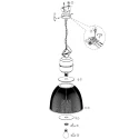 anne light & home Pendelleuchte CLEARVOYANT, Hallenstrahler-Optik, schwarz matt / Prismen-Schirm  klar