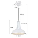 Mexlite Pendelleuchte EDEN, Ø 42cm, E27, mit Textilkabel, weiß glänzend