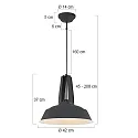 Mexlite Mexlite Pendant luminaire EDEN, 1 flame, 42cm, black