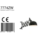 Steinhauer wall luminaire YORKSHIRE 1 flame, with switch, with plug, adjustable E27 IP20, black matt 
