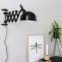 Steinhauer wall luminaire YORKSHIRE 1 flame, with switch, with plug, adjustable E27 IP20, black matt 