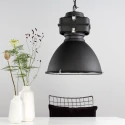 Mexlite Pendelleuchte DENSI, Ø 47cm, E27, Abdeckung satiniert, schwarz matt