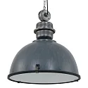 Steinhauer Pendelleuchte BIKKEL, Ø 52cm, E27 max. 60W, Abdeckung satiniert / Metall-Schirm, betongrau