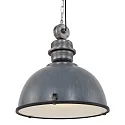 Steinhauer Pendelleuchte BIKKEL, Ø 52cm, E27 max. 60W, Abdeckung satiniert / Metall-Schirm, betongrau