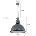 Steinhauer Pendelleuchte BIKKEL, Ø 52cm, E27 max. 60W, Abdeckung satiniert / Metall-Schirm, betongrau