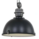 Steinhauer Pendelleuchte BIKKEL, Ø 52cm, E27 max. 60W, Abdeckung satiniert / Metall-Schirm, schwarz matt