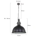 Steinhauer Pendelleuchte BIKKEL, Ø 52cm, E27 max. 60W, Abdeckung satiniert / Metall-Schirm, schwarz matt