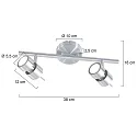 Steinhauer Aufbau-Strahlerleiste NATASJA, 2-flammig, inkl. 2x GU10 LED 7W 2200-2700K 480lm (D2W), dreh- und neigbar, stahl gebürstet