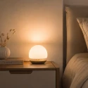 Steinhauer Tischleuchte ANCILLA, Ø 17cm, inkl. G9 LED 3W 2700K 300lm, mit Touch-Dimmer, bronze / Opalglas