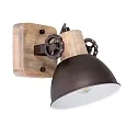 Mexlite Wand- und Deckenleuchte GEARWOOD, 1-flammig, E27, Kautschuk-Holz natur / Metall, anthrazit matt / innen weiß