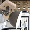Mexlite Wand- und Deckenleuchte GEARWOOD, 1-flammig, E27, Kautschuk-Holz natur / Metall, anthrazit matt / innen weiß