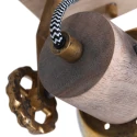 Wand- und Deckenleuchte GEARWOOD, 1-flammig, E27, Kautschuk-Holz natur / Metall, bronze