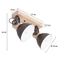 Wand- und Deckenleuchte GEARWOOD, 2-flammig, 2x E27, Kautschuk-Holz natur / Metall, bronze