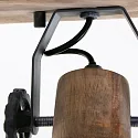 Mexlite Wand- und Deckenleuchte GEARWOOD, 2-flammig, 2x E27, Kautschuk-Holz natur / Metall, grau matt / innen weiß