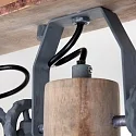 Mexlite Wand- und Deckenleuchte GEARWOOD, 2-flammig, 2x E27, Kautschuk-Holz natur / Metall, grau matt / innen weiß