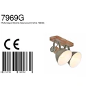 Mexlite Wand- und Deckenleuchte GEARWOOD, 2-flammig, 2x E27, Kautschuk-Holz natur / Metall, grün glänzend / innen weiß