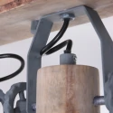 Mexlite Wand- und Deckenleuchte GEARWOOD, 2-flammig, 2x E27, Kautschuk-Holz natur / Metall, grün glänzend / innen weiß