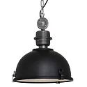 Pendelleuchte BIKKEL, 1-flammig, Ø 32cm, E27 max. 60W, Metallschirm, schwarz matt / Abdeckung satiniert