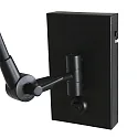 Steinhauer Wandleuchte PRESTIGE CHIC, mit Gelenkarm + zylindrischem Schirm, E27, Drehdimmer + Stecker, schwarz matt / Leinen schlamm