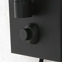 Steinhauer Wandleuchte PRESTIGE CHIC, mit Gelenkarm + zylindrischem Schirm, E27, Drehdimmer + Stecker, schwarz matt / Leinen schlamm