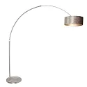Steinhauer Stehleuchte / Bogenleuchte SPARKLED LIGHT, E27, mit Fussschalter + zylindrischem Schirm, stahl gebürstet / Velours silber