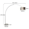 Steinhauer Stehleuchte / Bogenleuchte SPARKLED LIGHT, E27, mit Fussschalter + zylindrischem Schirm, stahl gebürstet / Velours silber