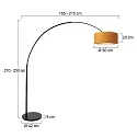 Steinhauer Stehleuchte / Bogenleuchte SPARKLED LIGHT, E27, mit Fussschalter + zylindrischem Schirm, schwarz matt / Velours sandgold