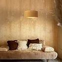 Steinhauer Wandleuchte ELEGANT CLASSY, E27, mit Zugentlastung + Schnurschalter + Schirm, stahl gebürstet / Velours sandgold