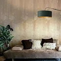 Steinhauer Wandleuchte ELEGANT CLASSY, E27, mit Zugentlastung + Schnurschalter + Schirm, schwarz matt / Velours samtgrün